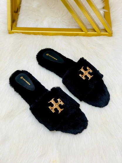 ALPHA FUR SLIPPERS  WITH BRAND BOX